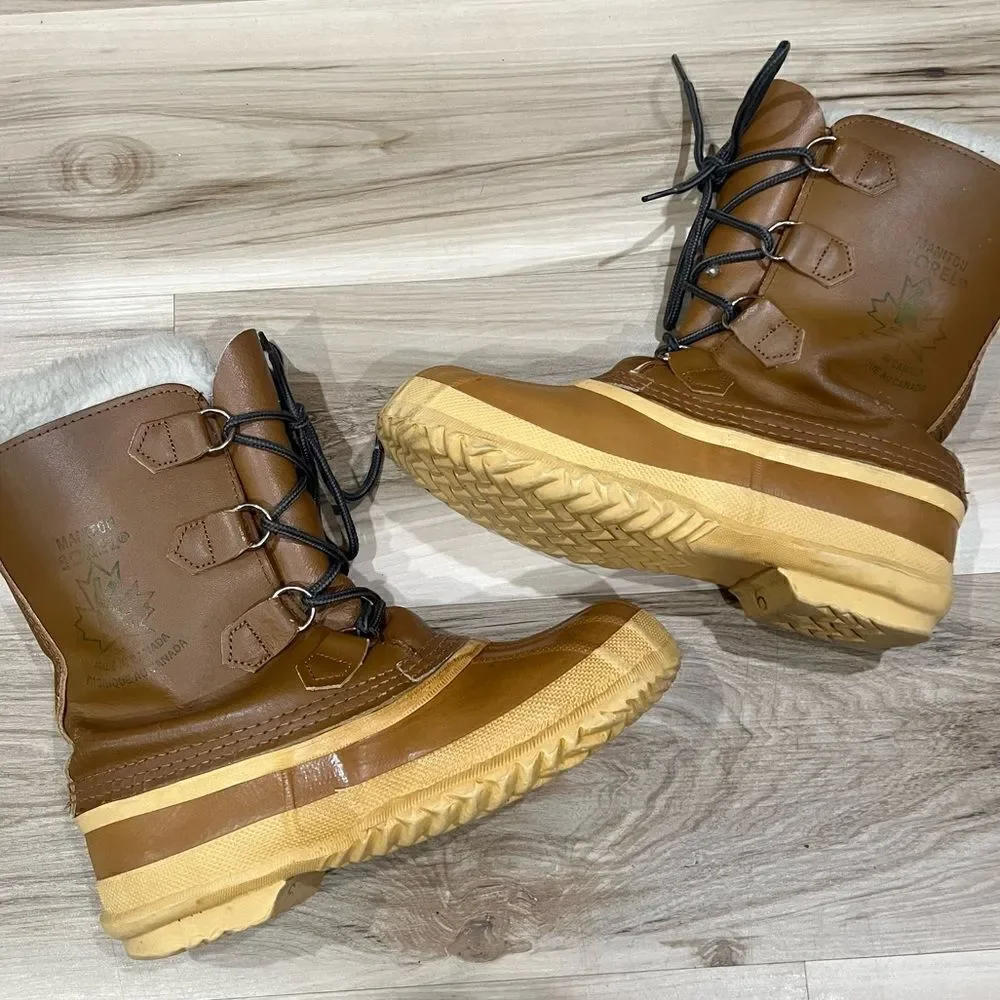 Sorel Manitou Leather and Wool Blend Inserts Winter Duck Boots Men’s 6